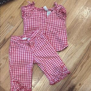 Red and White Gingham Baby Outfit
